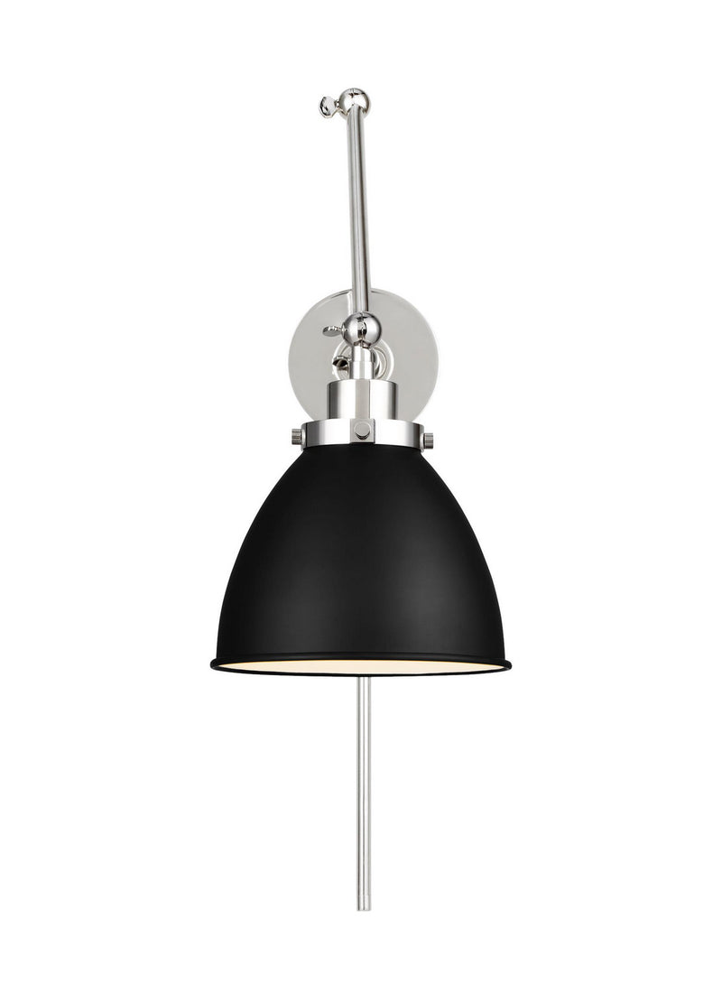 Visual Comfort Studio CW1161MBKPN Wellfleet One Light Wall Sconce, Midnight Black and Polished Nickel Alternate Image.jpg