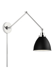 Visual Comfort Studio CW1161MBKPN Wellfleet One Light Wall Sconce, Midnight Black and Polished Nickel Alternate Image 3.jpg