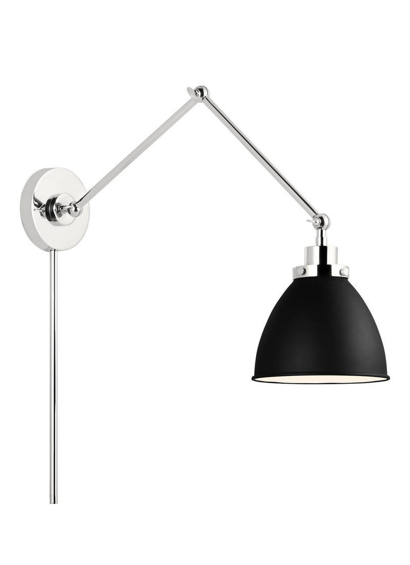 Visual Comfort Studio CW1161MBKPN Wellfleet One Light Wall Sconce, Midnight Black and Polished Nickel Alternate Image 3.jpg