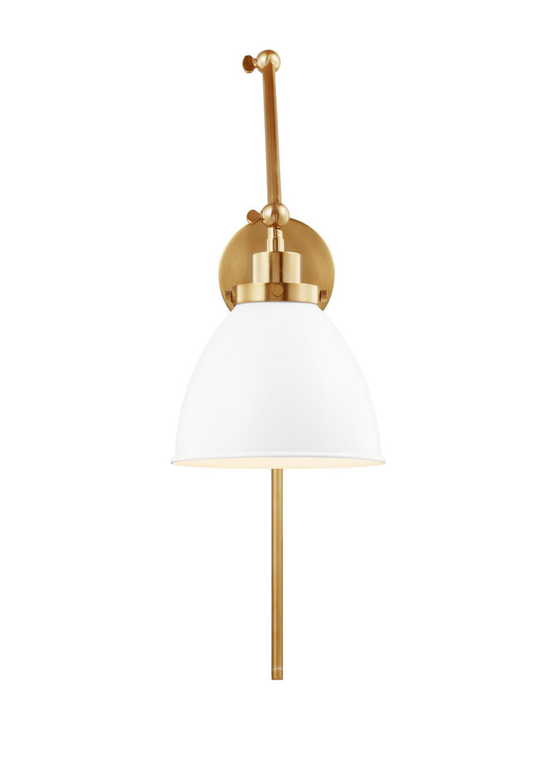 Visual Comfort Studio CW1161MWTBBS Wellfleet One Light Wall Sconce, Matte White and Burnished Brass Alternate Image.jpg
