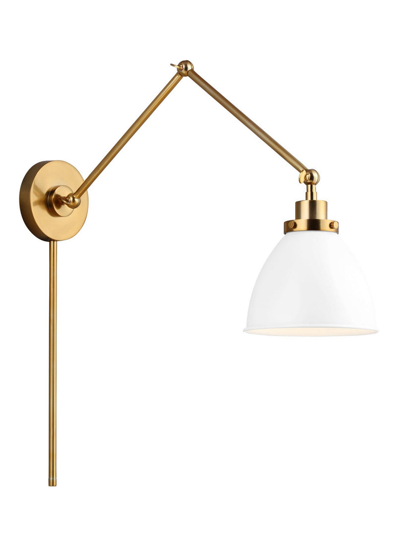 Visual Comfort Studio CW1161MWTBBS Wellfleet One Light Wall Sconce, Matte White and Burnished Brass Alternate Image 2.jpg