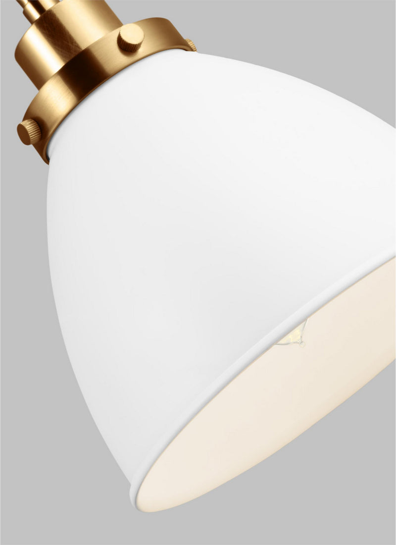 Visual Comfort Studio CW1161MWTBBS Wellfleet One Light Wall Sconce, Matte White and Burnished Brass Alternate Image.jpg