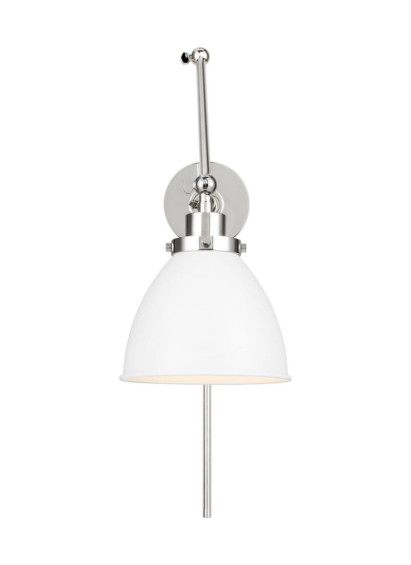 Visual Comfort Studio CW1161MWTPN Wellfleet One Light Wall Sconce, Matte White and Polished Nickel Alternate Image.jpg