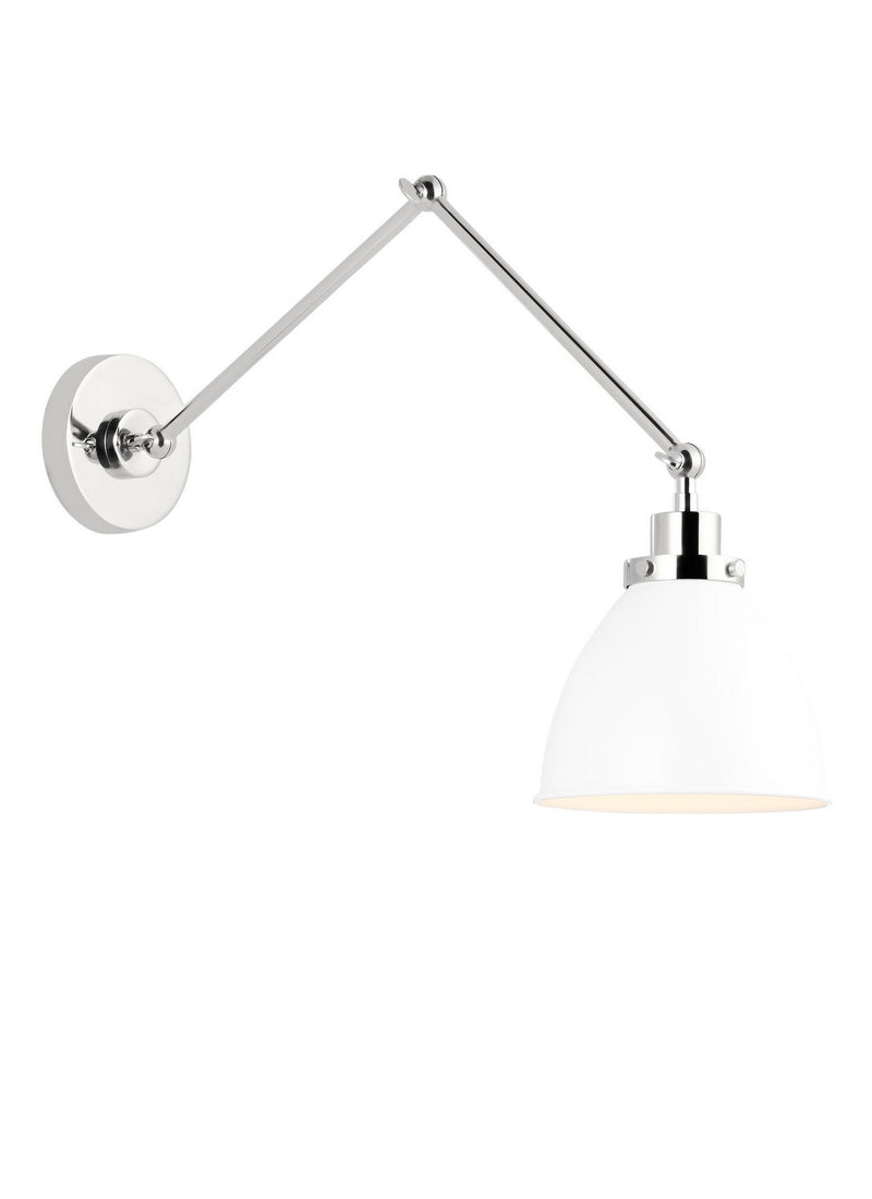 Visual Comfort Studio CW1161MWTPN Wellfleet One Light Wall Sconce, Matte White and Polished Nickel Alternate Image 2.jpg