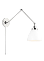 Visual Comfort Studio CW1161MWTPN Wellfleet One Light Wall Sconce, Matte White and Polished Nickel Alternate Image 3.jpg