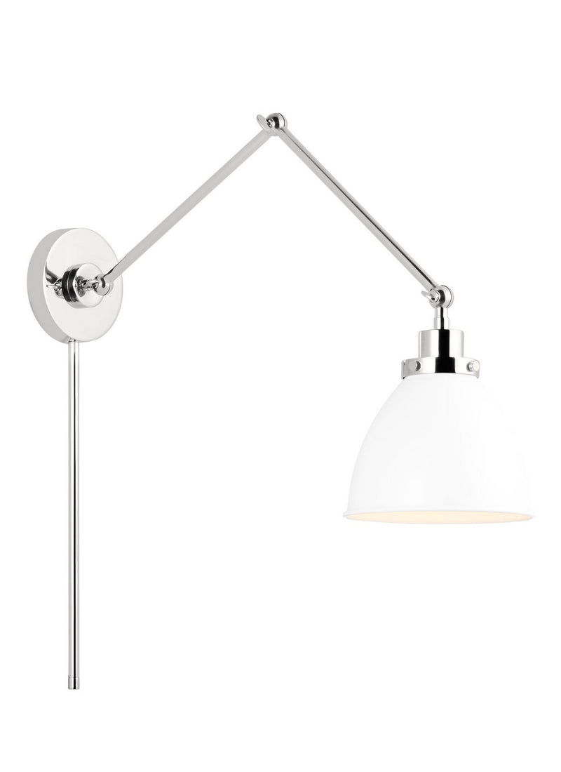 Visual Comfort Studio CW1161MWTPN Wellfleet One Light Wall Sconce, Matte White and Polished Nickel Alternate Image 3.jpg