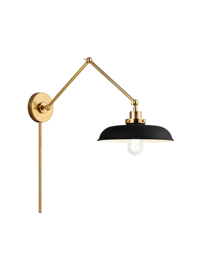 Visual Comfort Studio CW1171MBKBBS Wellfleet One Light Wall Sconce, Midnight Black and Burnished Brass Alternate Image 2.jpg