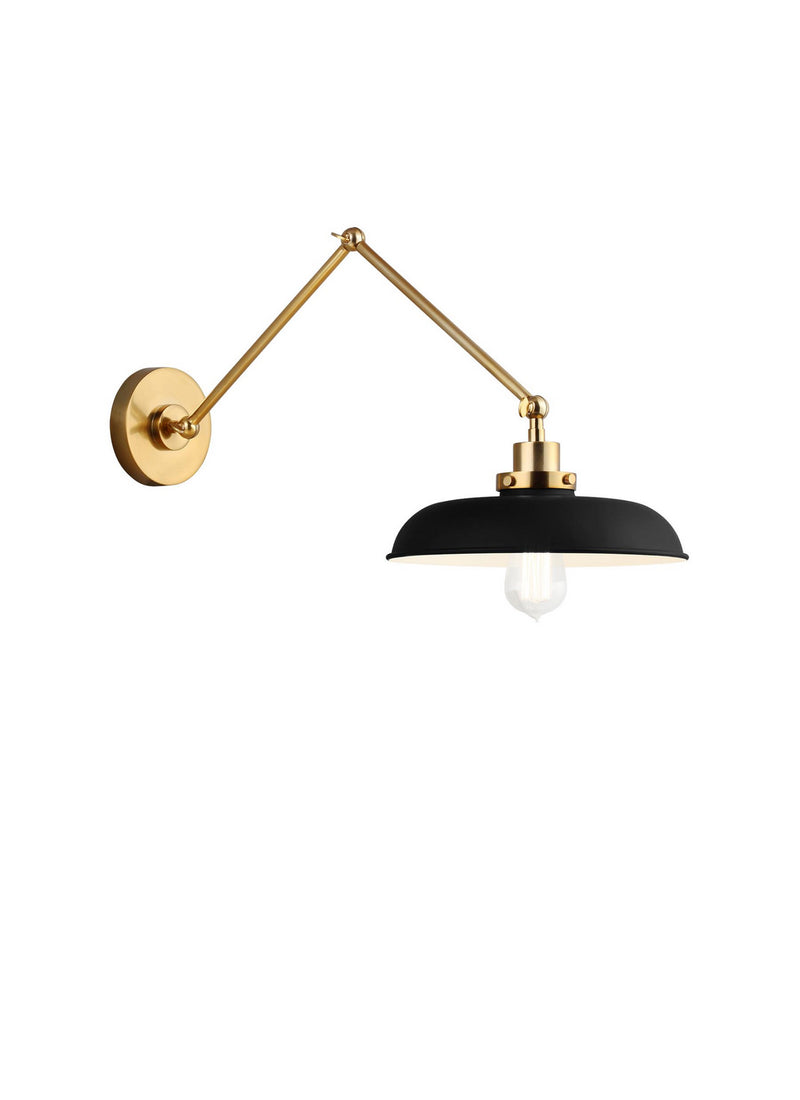 Visual Comfort Studio CW1171MBKBBS Wellfleet One Light Wall Sconce, Midnight Black and Burnished Brass Alternate Image 3.jpg
