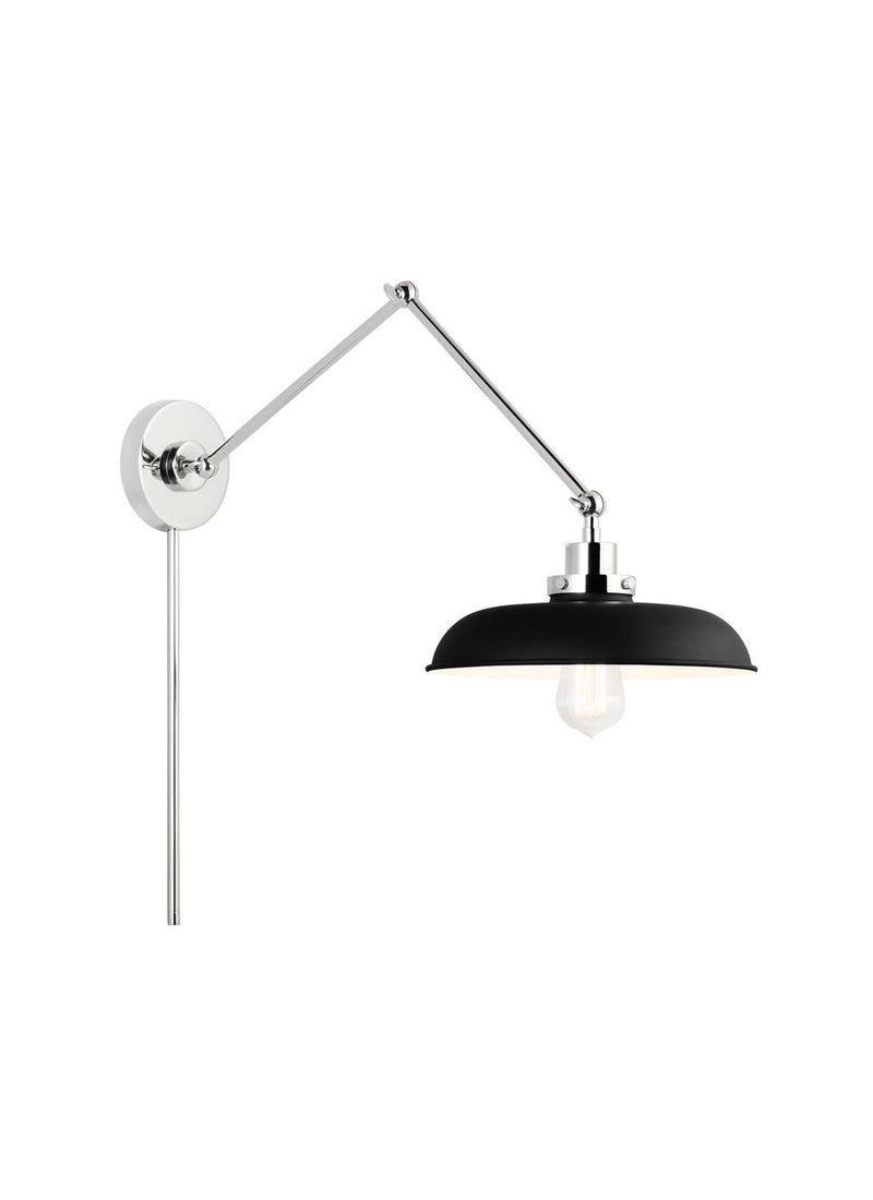 Visual Comfort Studio CW1171MBKPN Wellfleet One Light Wall Sconce, Midnight Black and Polished Nickel Alternate Image 2.jpg