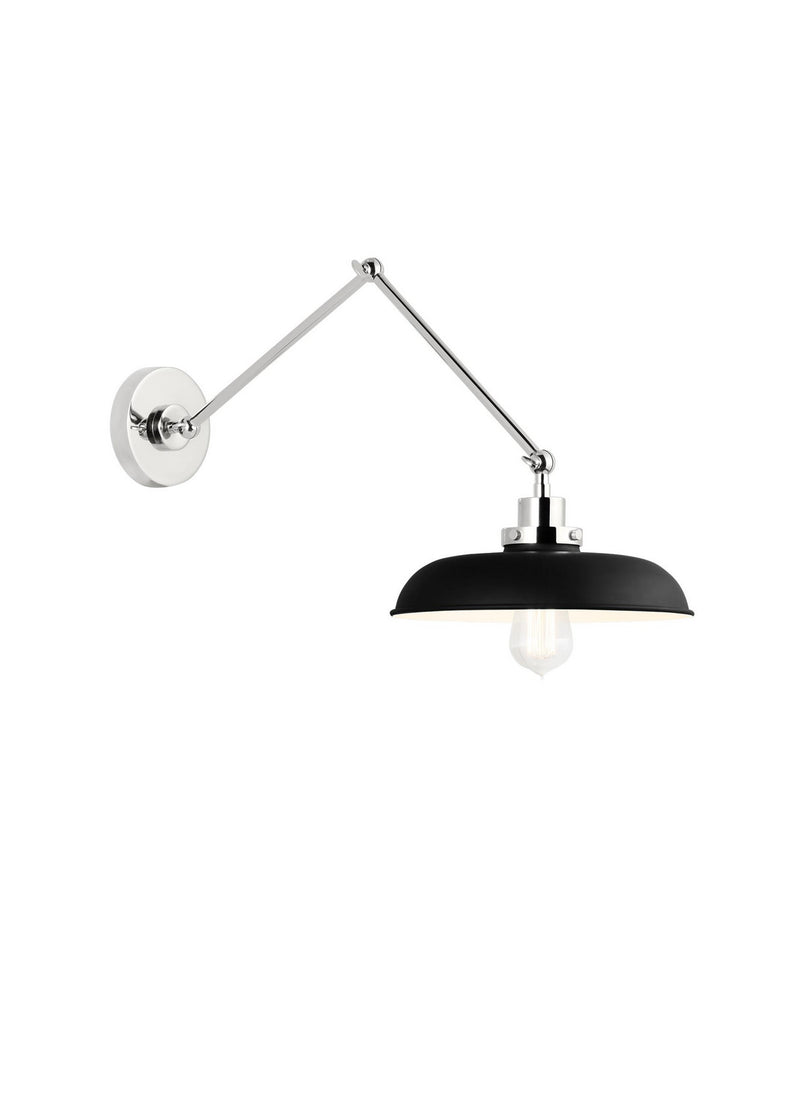 Visual Comfort Studio CW1171MBKPN Wellfleet One Light Wall Sconce, Midnight Black and Polished Nickel Alternate Image 3.jpg
