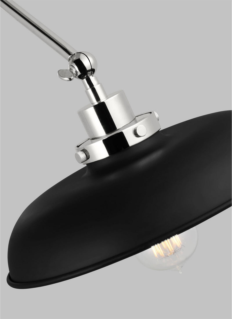 Visual Comfort Studio CW1171MBKPN Wellfleet One Light Wall Sconce, Midnight Black and Polished Nickel Alternate Image 4.jpg