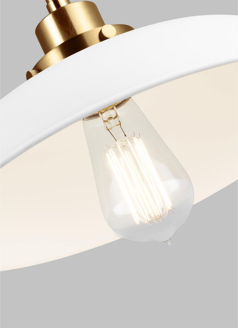 Visual Comfort Studio CW1171MWTBBS Wellfleet One Light Wall Sconce, Matte White and Burnished Brass Alternate Image 3.jpg