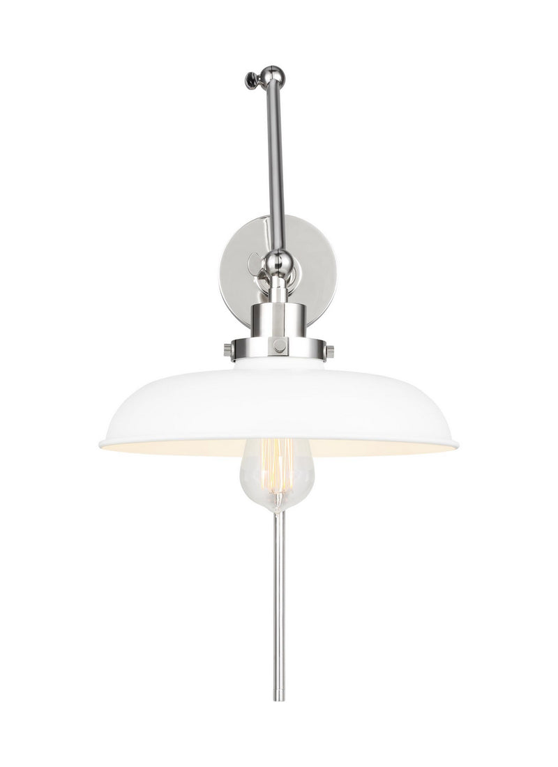 Visual Comfort Studio CW1171MWTPN Wellfleet One Light Wall Sconce, Matte White and Polished Nickel Alternate Image.jpg