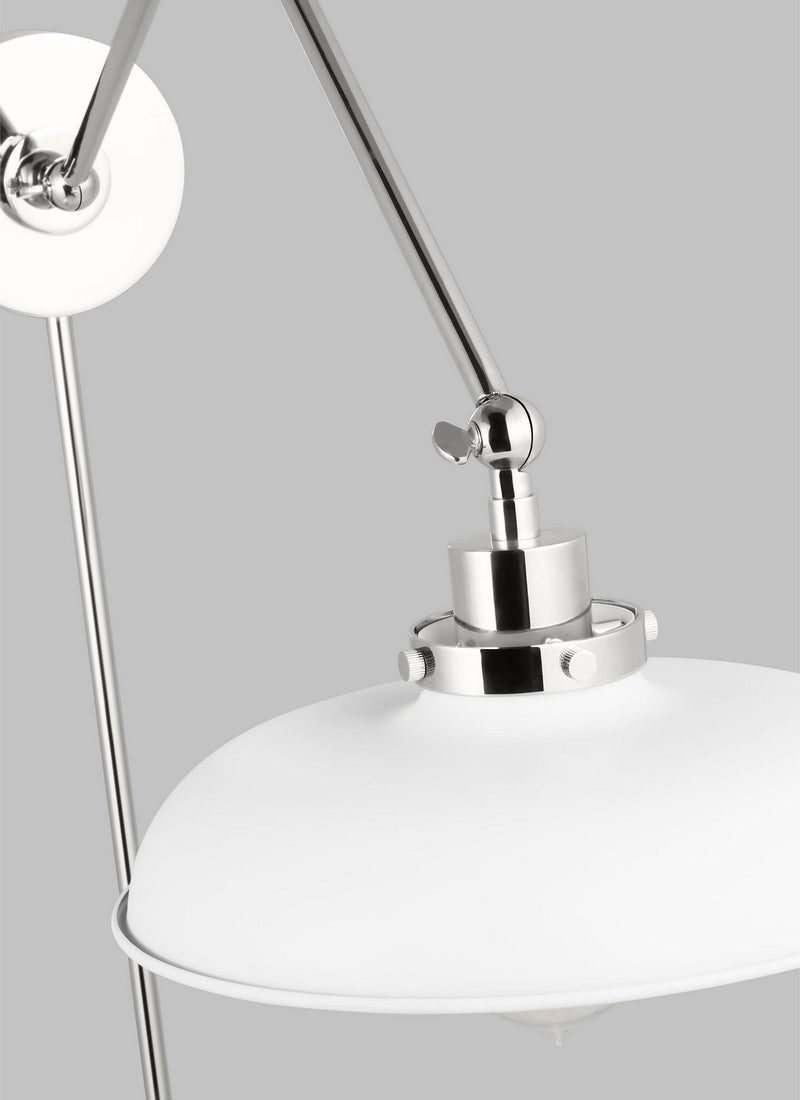 Visual Comfort Studio CW1171MWTPN Wellfleet One Light Wall Sconce, Matte White and Polished Nickel Alternate Image 2.jpg