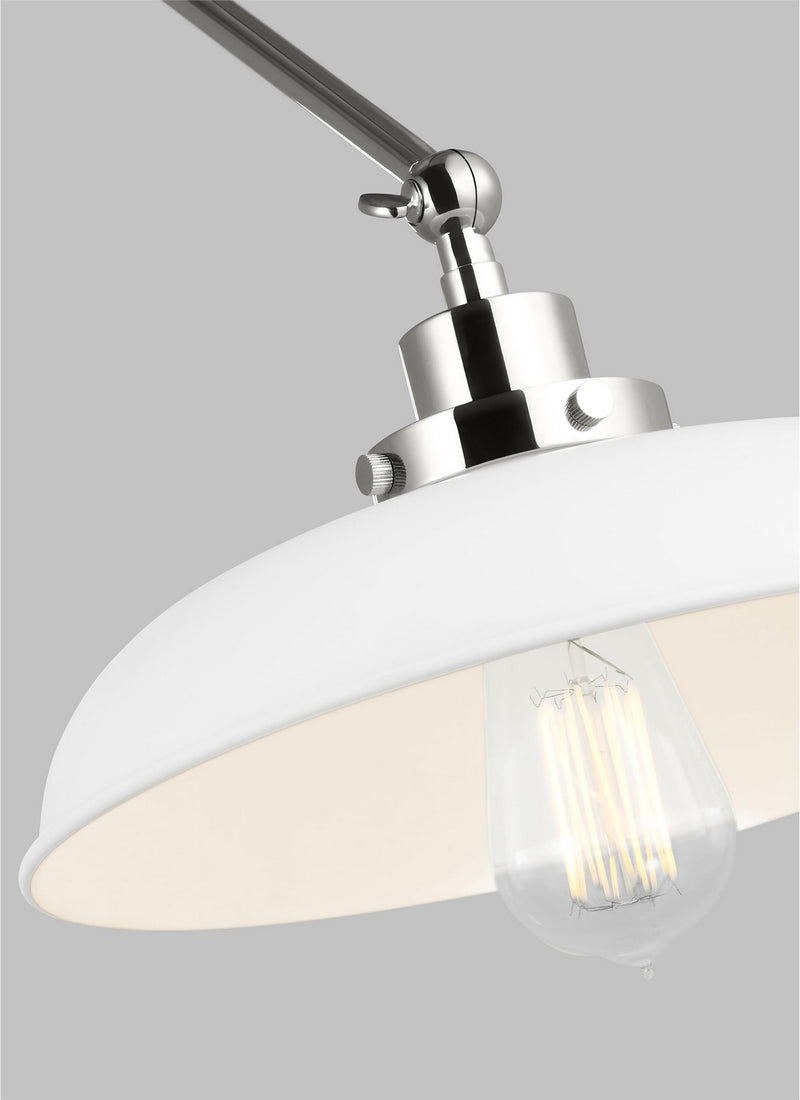 Visual Comfort Studio CW1171MWTPN Wellfleet One Light Wall Sconce, Matte White and Polished Nickel Alternate Image 3.jpg
