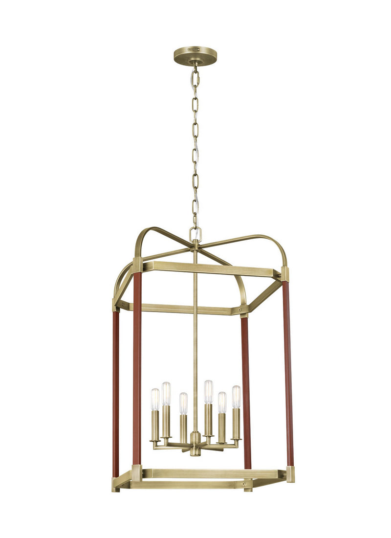 Visual Comfort Studio LC1156TWB Hadley Six Light Lantern, Time Worn Brass Alternate Image.jpg