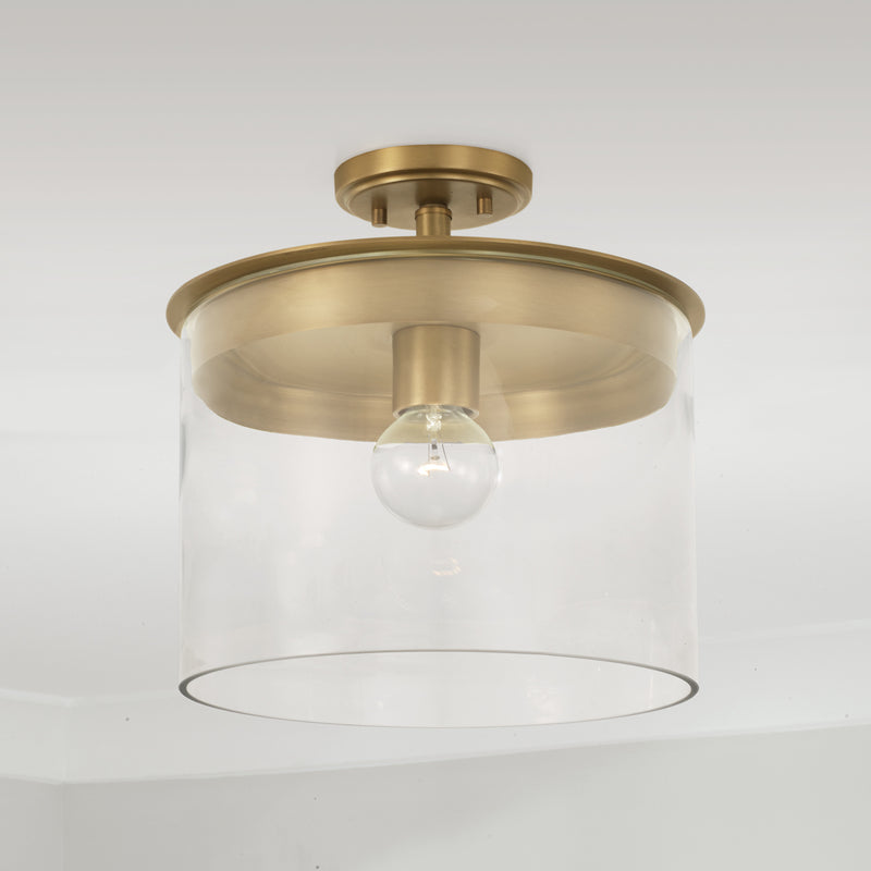 Capital Lighting 246812AD Mason One Light Semi-Flush Mount, Aged Brass Alternate Image 4.jpg