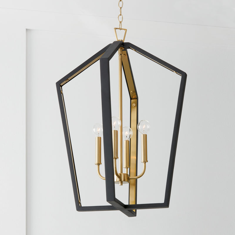 Capital Lighting 344541KM Maren Four Light Pendant, Flat Black and Matte Brass Alternate Image 3.jpg