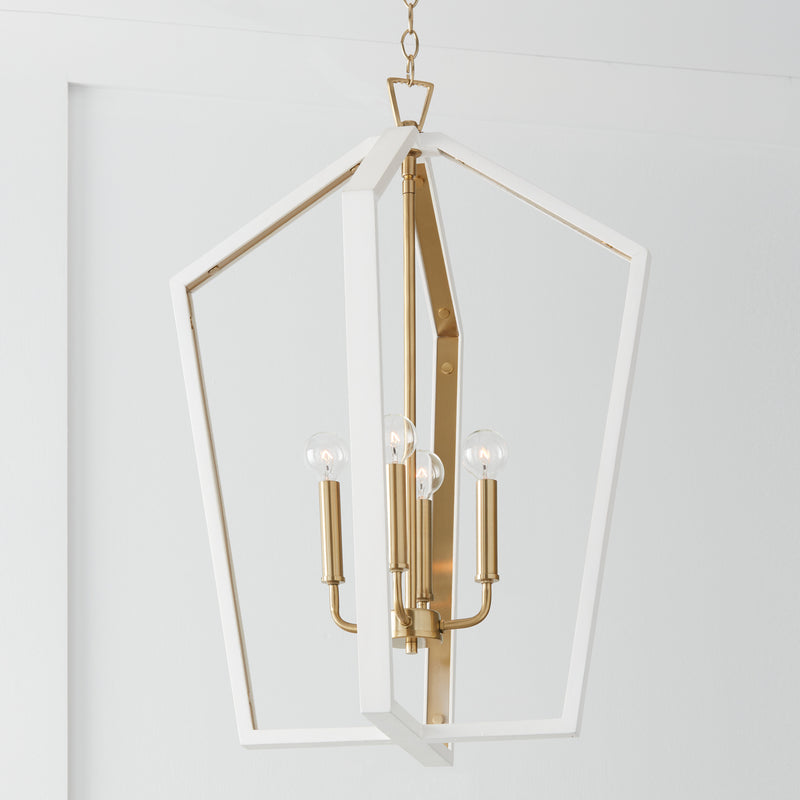 Capital Lighting 344541WM Maren Four Light Pendant, Flat White and Matte Brass Alternate Image 3.jpg