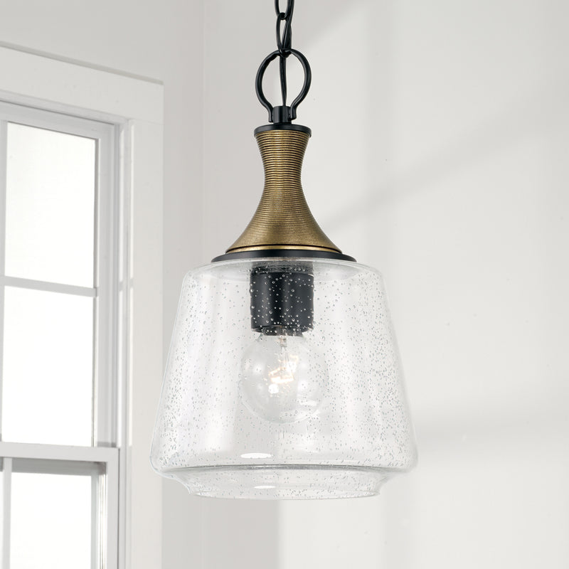 Capital Lighting 345611KB Amara One Light Pendant, Matte Black with Brass Alternate Image 2.jpg