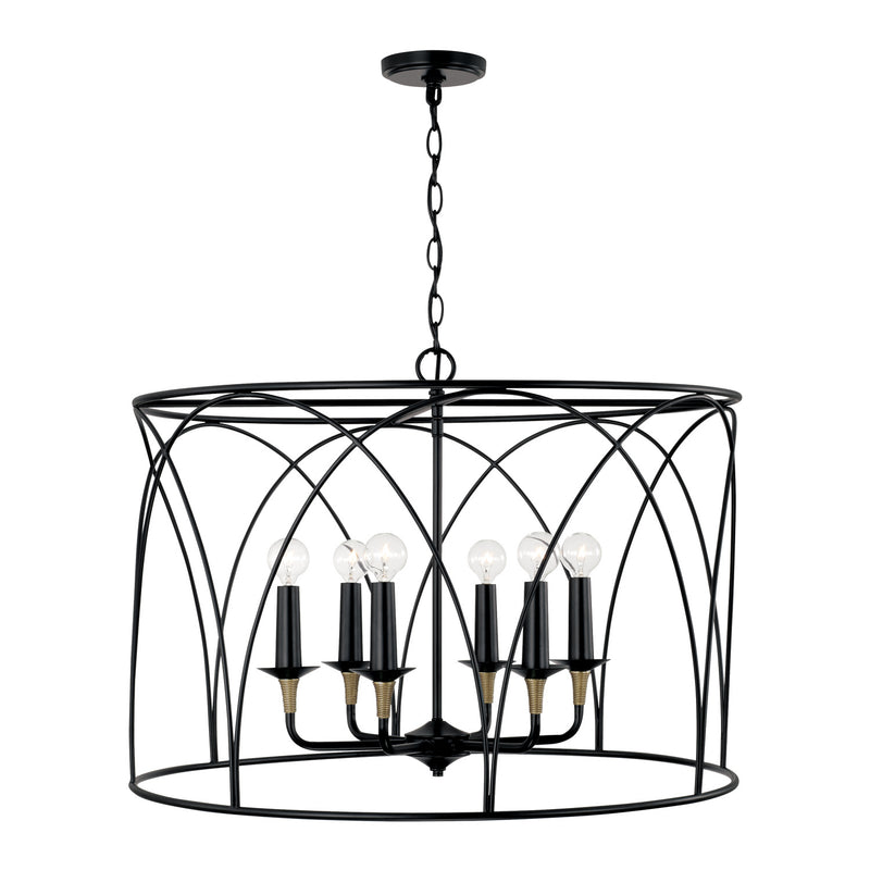 Capital Lighting 345661KB Amara Six Light Pendant, Matte Black with Brass Alternate Image.jpg