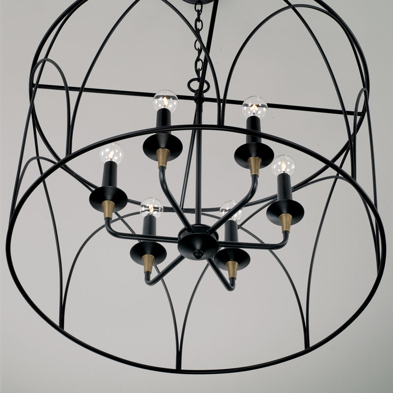 Capital Lighting 345661KB Amara Six Light Pendant, Matte Black with Brass Alternate Image 3.jpg
