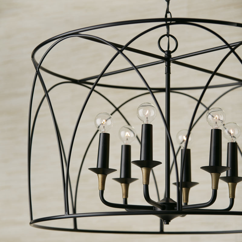 Capital Lighting 345661KB Amara Six Light Pendant, Matte Black with Brass Alternate Image 4.jpg