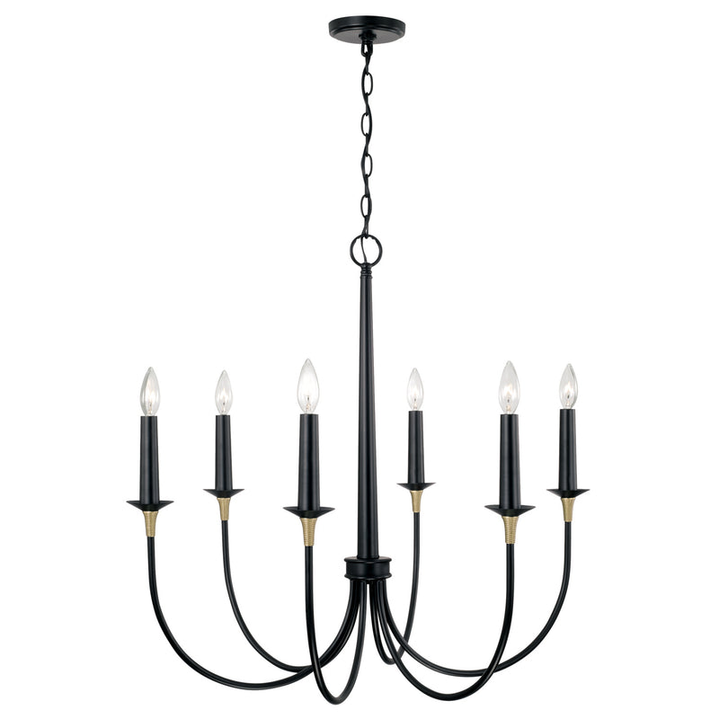 Capital Lighting 445661KB Amara Six Light Chandelier, Matte Black with Brass Alternate Image.jpg