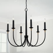 Capital Lighting 445661KB Amara Six Light Chandelier, Matte Black with Brass Alternate Image 3.jpg