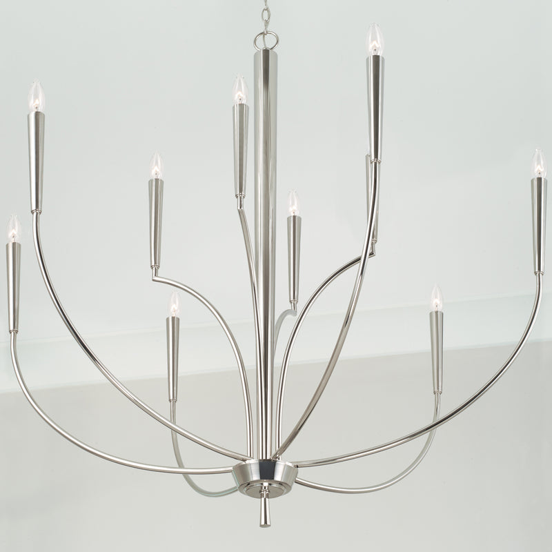 Capital Lighting 445901PN Holden Ten Light Chandelier, Polished Nickel Alternate Image 2.jpg
