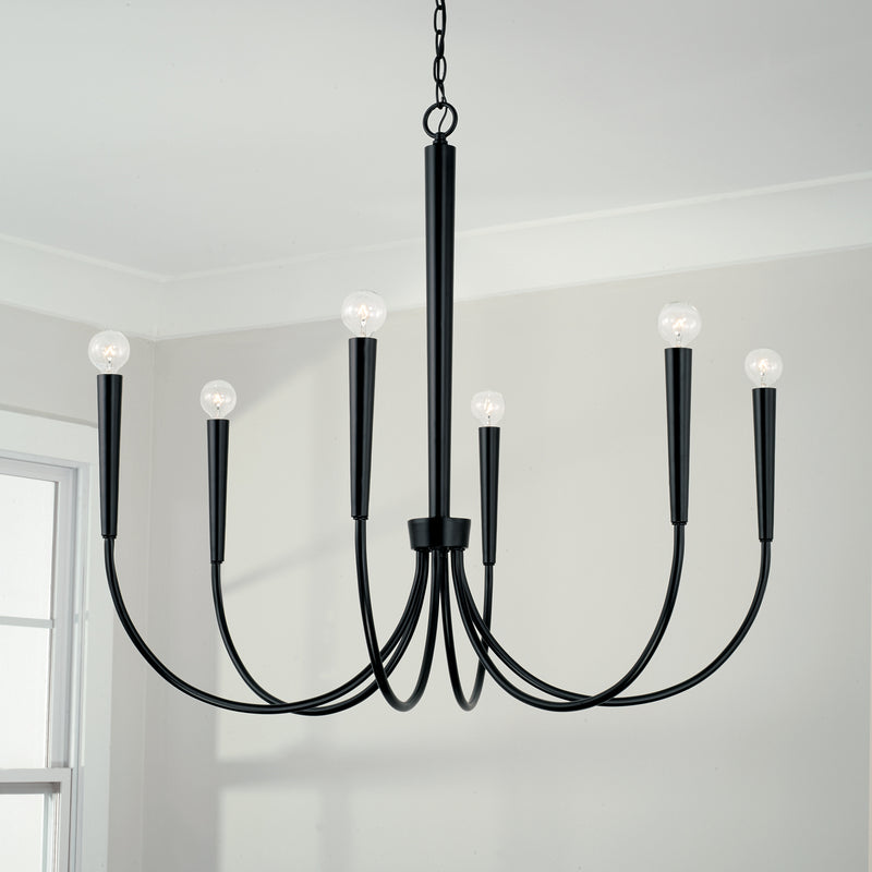 Capital Lighting 445961MB Holden Six Light Chandelier, Matte Black Alternate Image 3.jpg