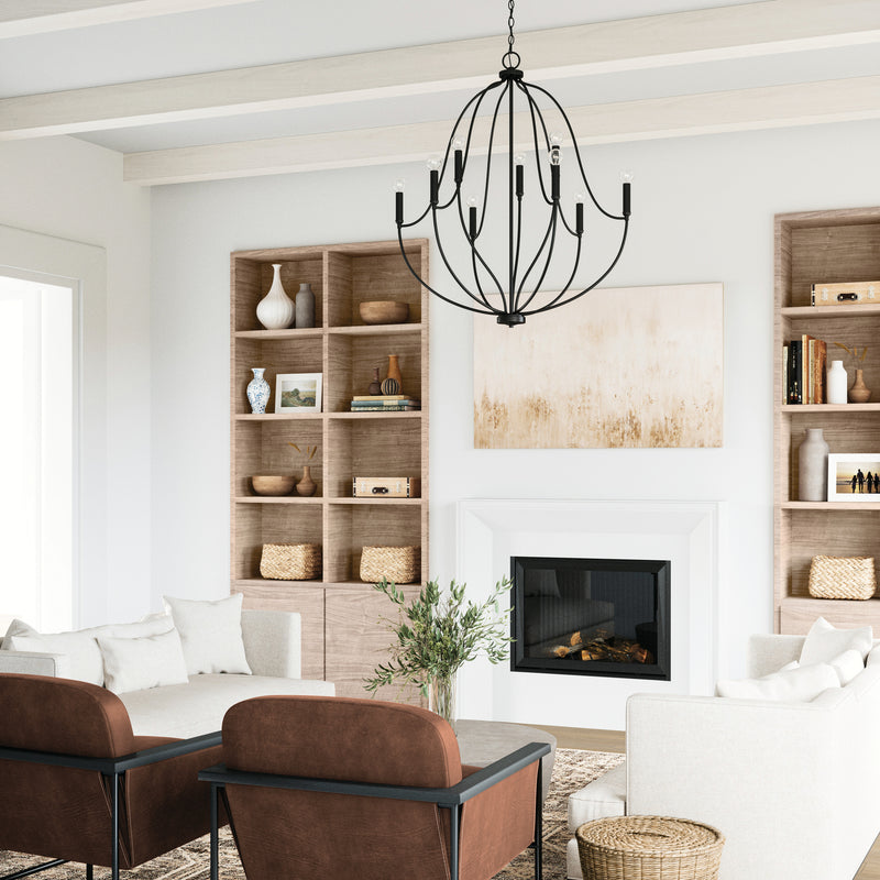 Capital Lighting 447091MB Madison Nine Light Chandelier, Matte Black Alternate Image 4.jpg
