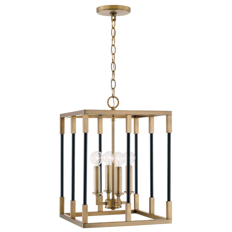 Capital Lighting 544741AB Bleeker Four Light Foyer Pendant, Aged Brass and Black Alternate Image.jpg