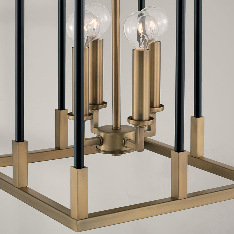 Capital Lighting 544741AB Bleeker Four Light Foyer Pendant, Aged Brass and Black Alternate Image 2.jpg