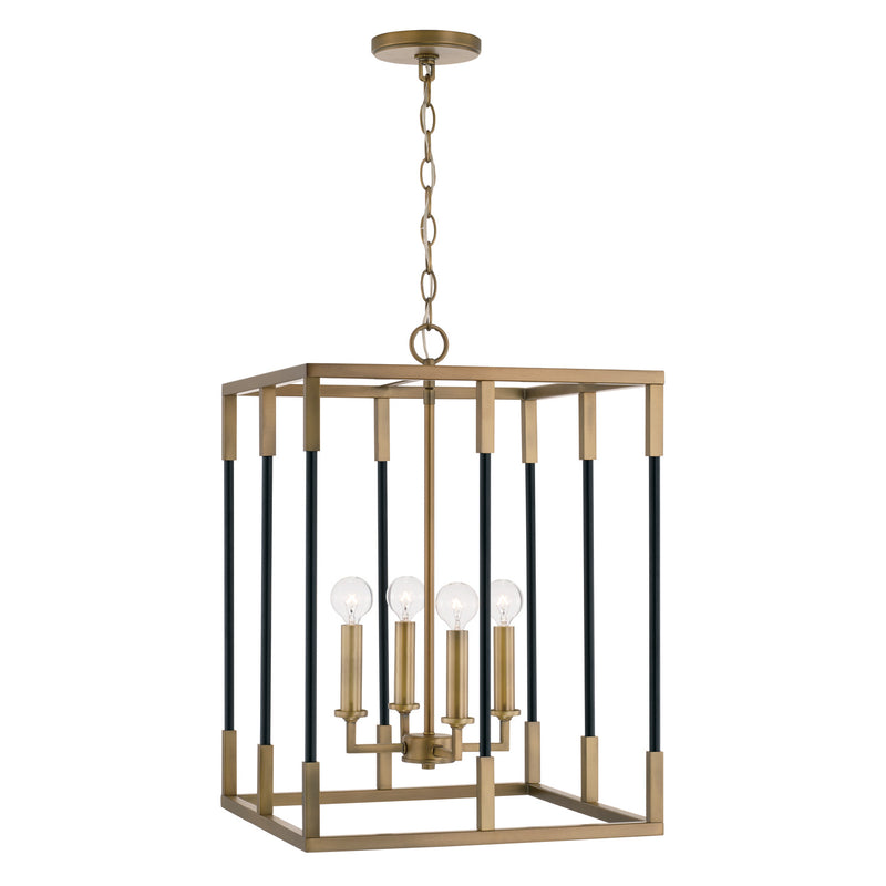 Capital Lighting 544742AB Bleeker Four Light Foyer Pendant, Aged Brass and Black Alternate Image 2.jpg