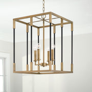 Capital Lighting 544742AB Bleeker Four Light Foyer Pendant, Aged Brass and Black Alternate Image 4.jpg