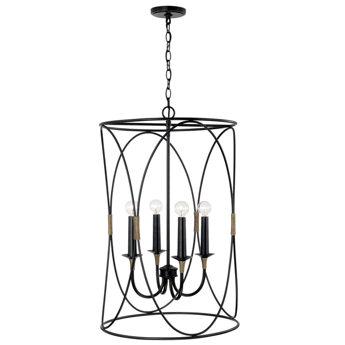Capital Lighting 545641KB Amara Four Light Foyer Pendant, Matte Black with Brass Alternate Image.jpg