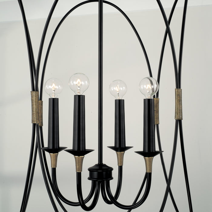 Capital Lighting 545641KB Amara Four Light Foyer Pendant, Matte Black with Brass Alternate Image 2.jpg