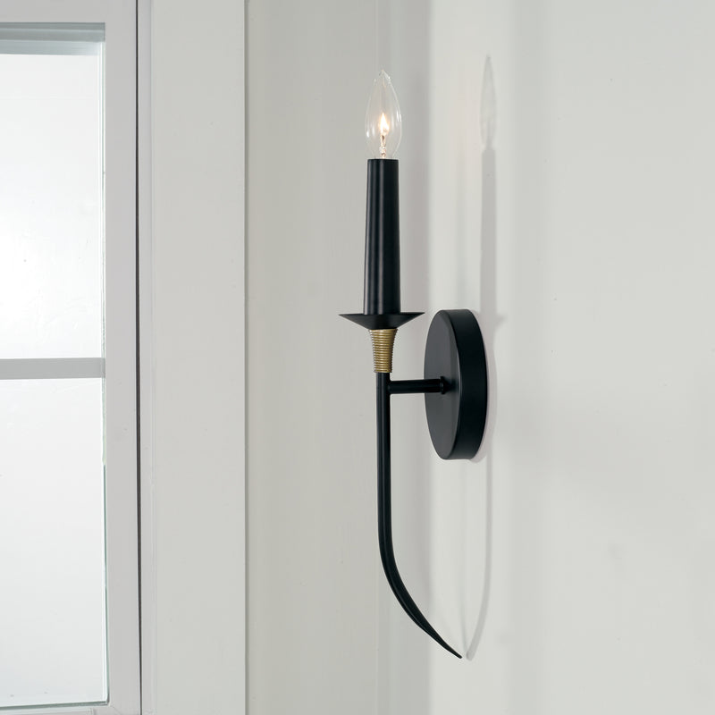 Capital Lighting 645611KB Amara One Light Wall Sconce, Matte Black with Brass Alternate Image 2.jpg