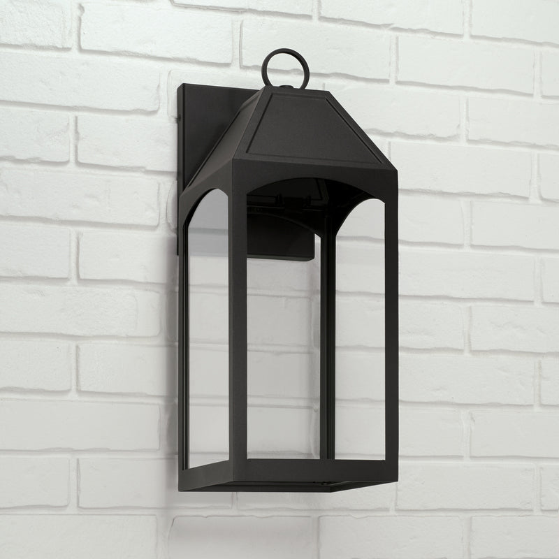 Capital Lighting 946321BK-GL Burton One Light Outdoor Wall Lantern, Black Alternate Image 2.jpg