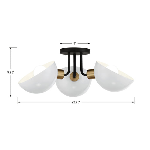 Crystorama GIG-810-BK-AG Gigi Three Light Semi Flush Mount Black / Aged Brass Alternate Image.jpg