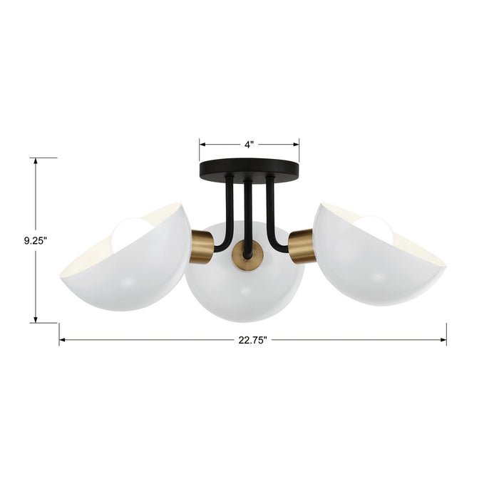 Crystorama GIG-810-BK-AG Gigi Three Light Semi Flush Mount Black / Aged Brass Alternate Image.jpg