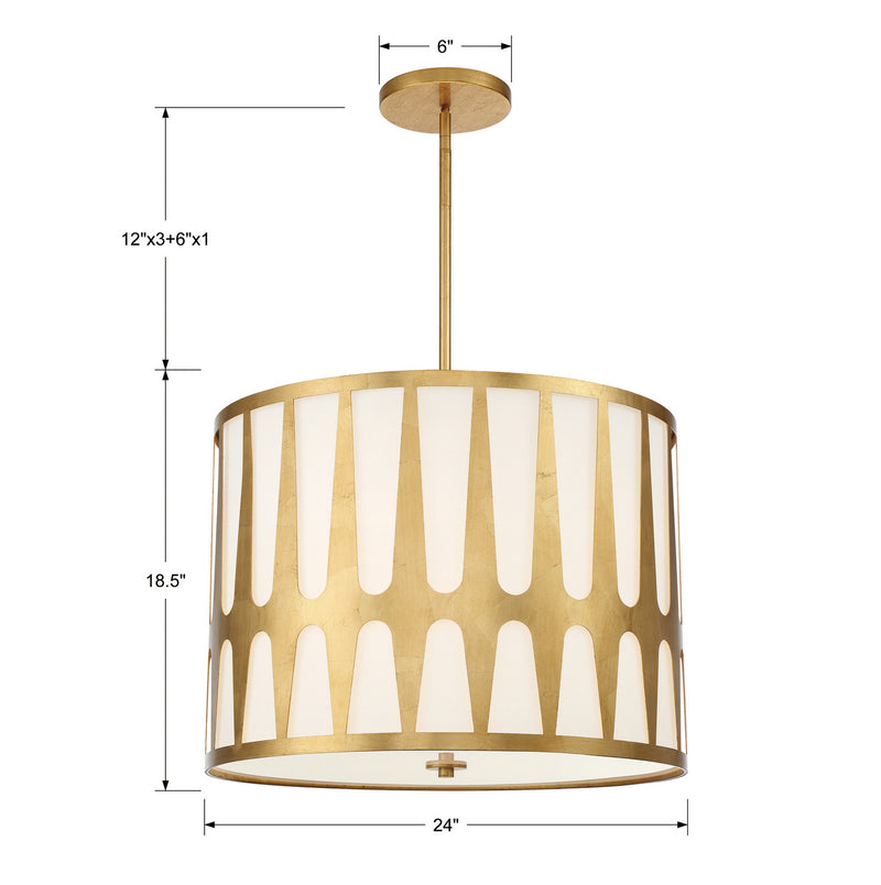 Crystorama ROY-809-GA Royston Five Light Pendant Antique Gold Alternate Image 2.jpg