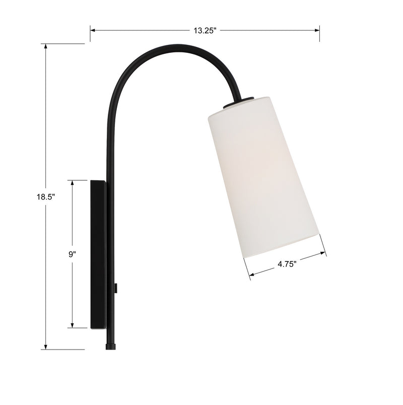 Crystorama ALX-4501-MK Alexa One Light Wall Sconce Matte Black Alternate Image 2.jpg