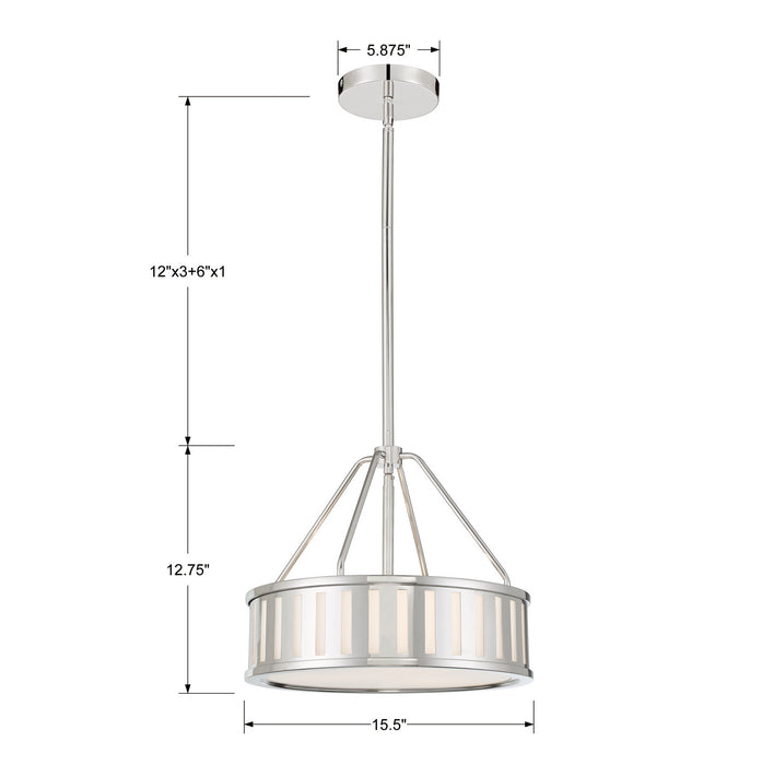 Crystorama KEN-8303-PN Kendal Three Light Pendant Polished Nickel Alternate Image 2.jpg