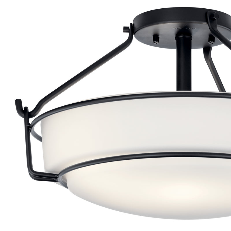 Kichler 44085BK Three Light Semi Flush Mount, Black (2)