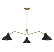 Shoppers Lighting SH7019MBKNB Violet Three Light Pendant, Matte Black with Natural Brass Alternate Image.jpg