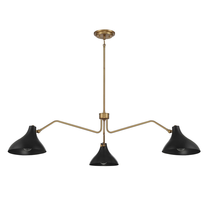 Shoppers Lighting SH7019MBKNB Violet Three Light Pendant, Matte Black with Natural Brass Alternate Image.jpg