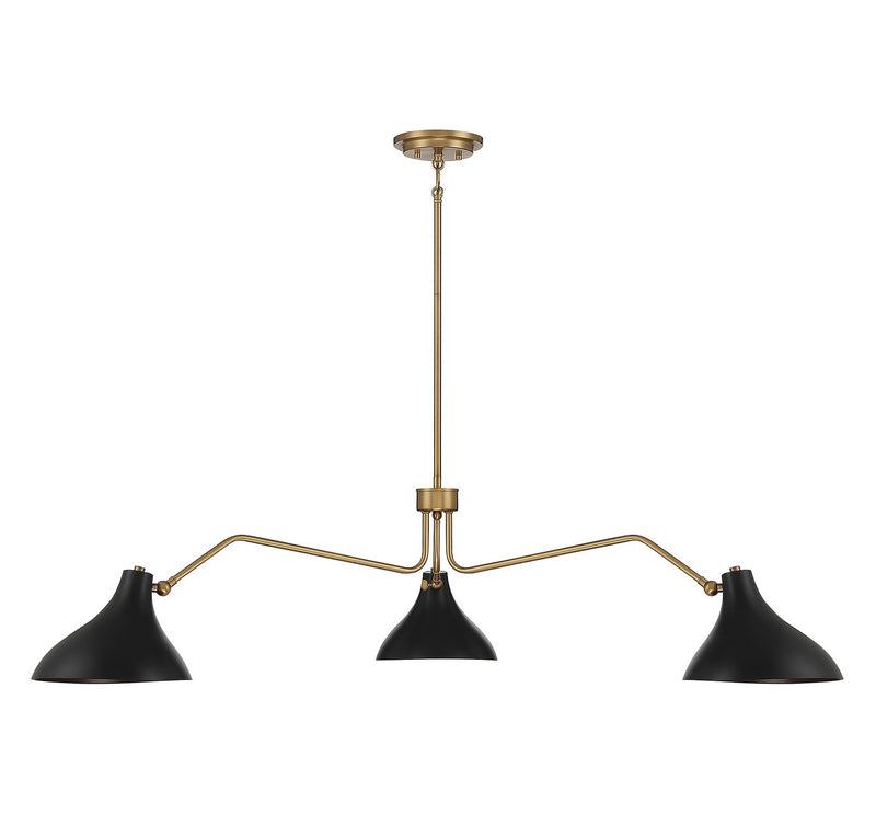 Shoppers Lighting SH7019MBKNB Violet Three Light Pendant, Matte Black with Natural Brass Alternate Image 2.jpg