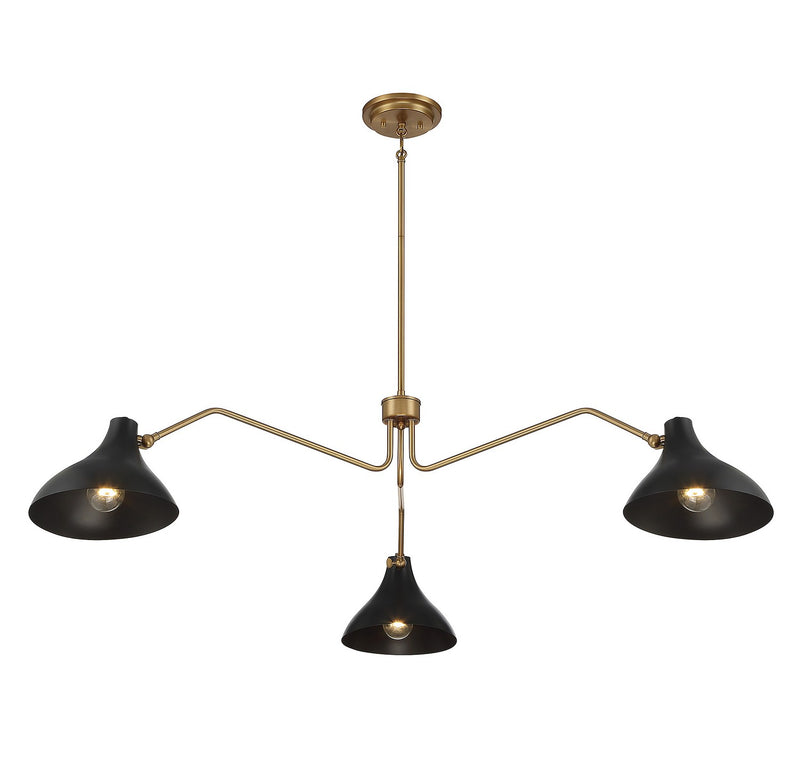 Shoppers Lighting SH7019MBKNB Violet Three Light Pendant, Matte Black with Natural Brass Alternate Image 3.jpg